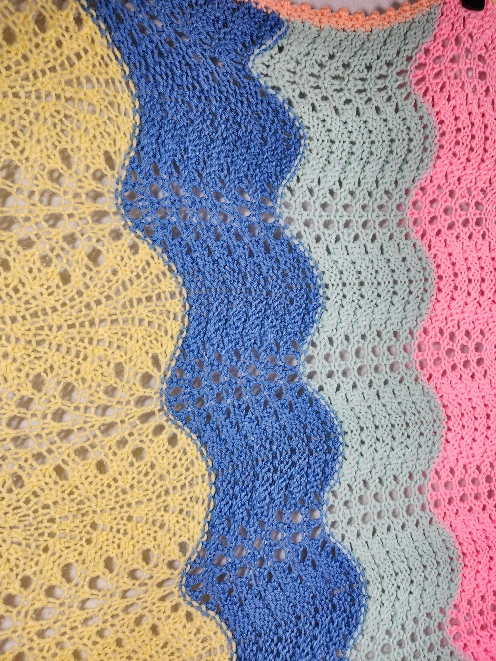 Handmade Crochet Knit Blanket Pastel Rainbow Ripple Throw Nursery Grannycore 45
